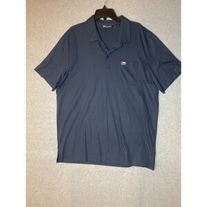 Travis Mathew Polo Shirt Mens XXL Navy Texas‎ Flag Golf Pima Cotton Blend